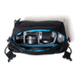 Kiboko City Sling 6L in black opened from the top, the padded photo insert holding two compact cameras